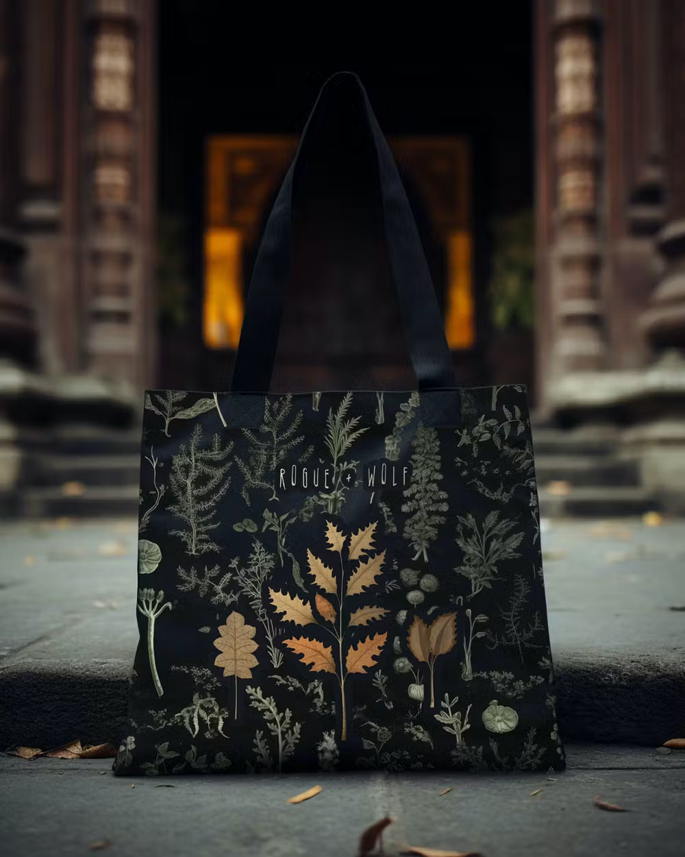 Autumn Memoir Vegan Tote Bag Dark Academia Witchy Botanical