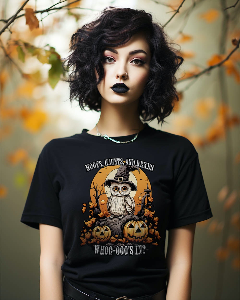 Hoots Haunts and Hexes Tee - Alt Goth T-Shirt Unisex Halloween Dark Academia Witchy Alt Style Occult Fashion
