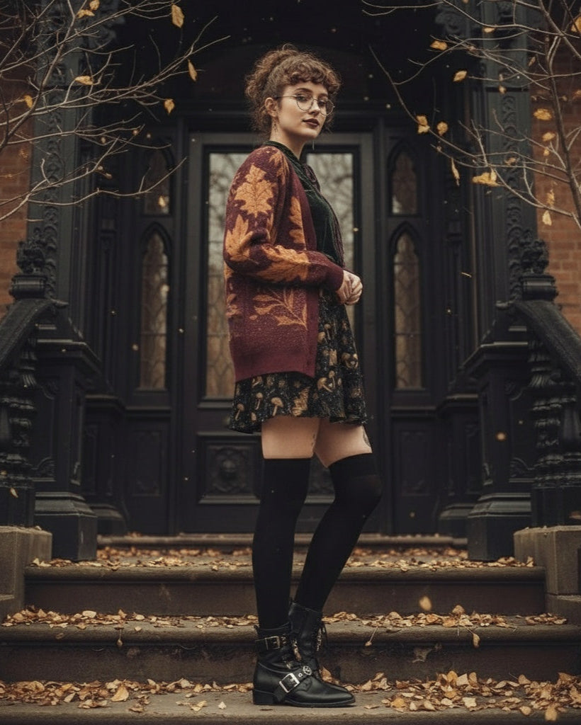 Oxblood Autumnalis Knitted Cardigan – Rogue Wolf Cotton Dark