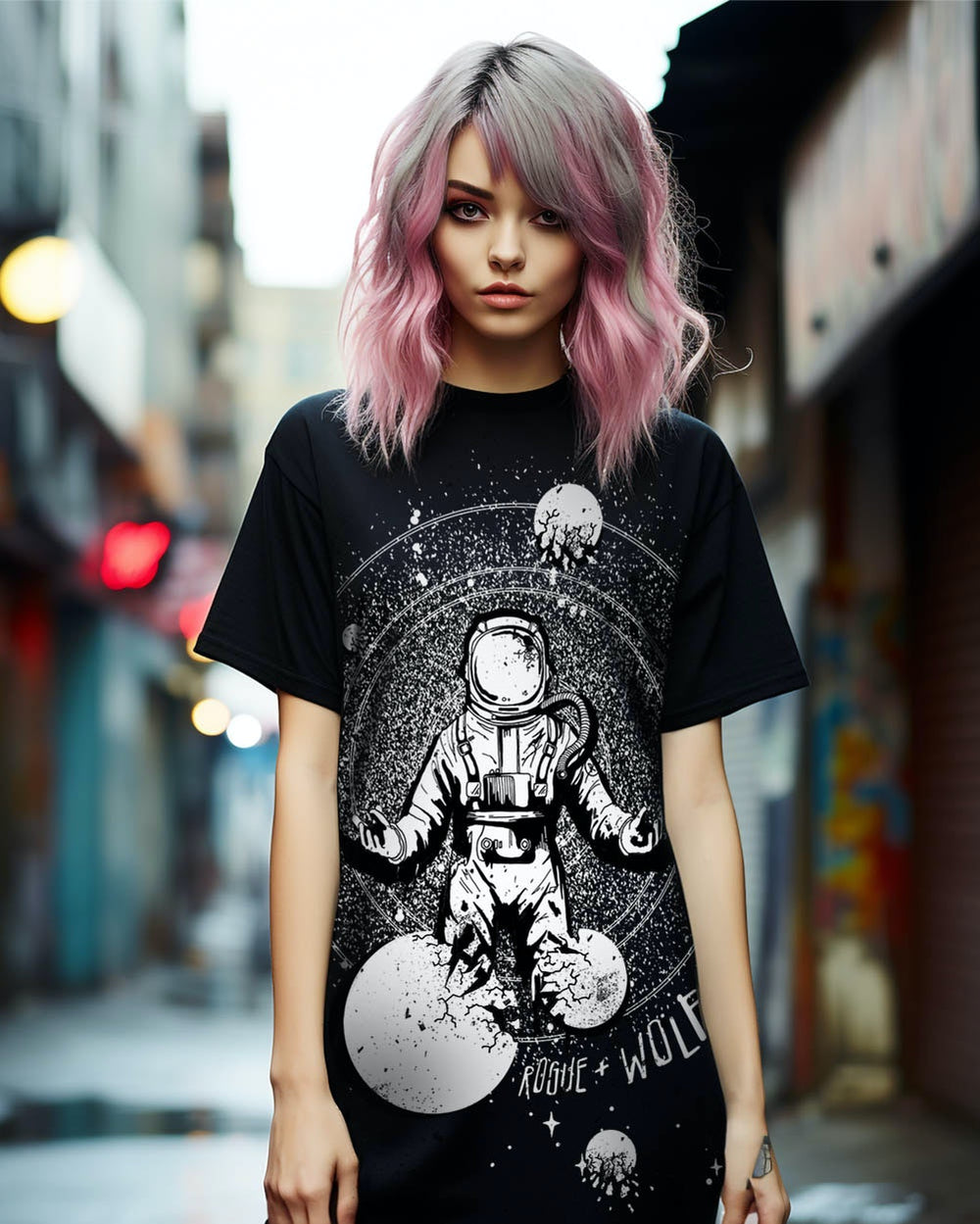 Cosmic Explorer Tee Dress - Vegan Goth Alt Style Unisex T-shirt Witchy Pagan Occult Fashion