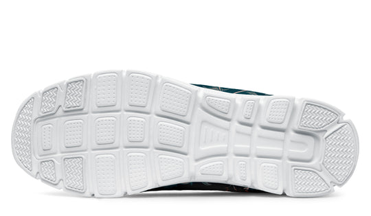Teal Rose Romance Athletic Sneakers