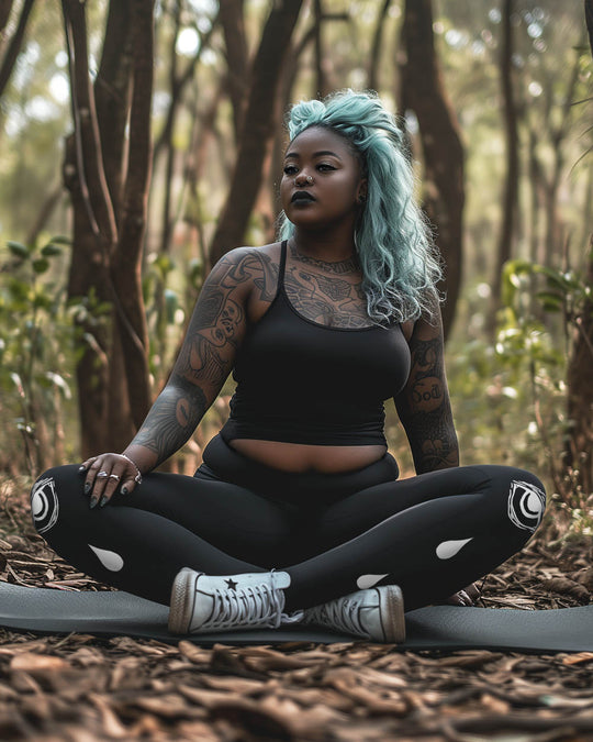 Bitter Truth Plus Size Leggings - UPF 50+ Alt Style Vegan Activewear - Witchy Goth Leisurewear - Gothic Yoga