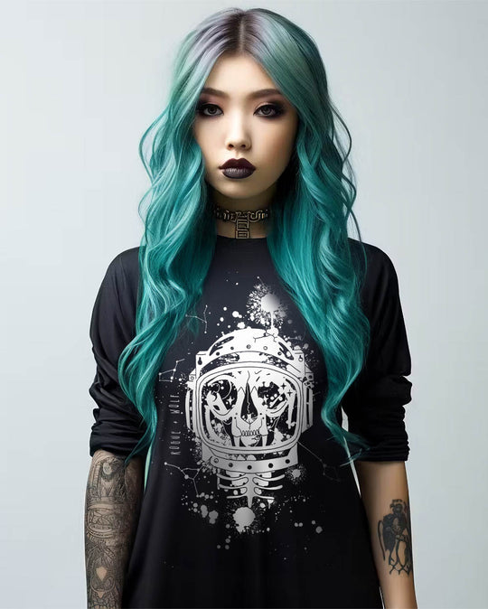 Cat-Astro-Phy Long Sleeve Tee - Unisex & Vegan Alt Goth Cyberpunk Top Grunge Aesthetic Fashion Cool Gothic gifts