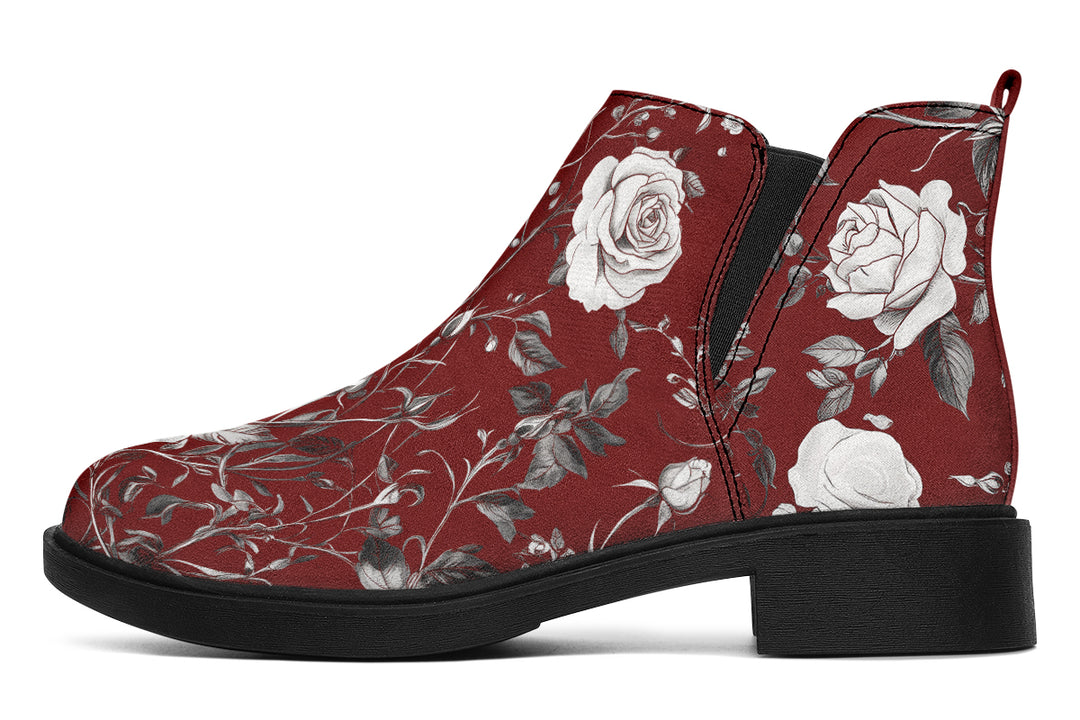 Red Rose Romance Chelsea Boots