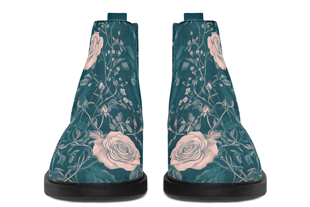Teal Rose Romance Chelsea Boots