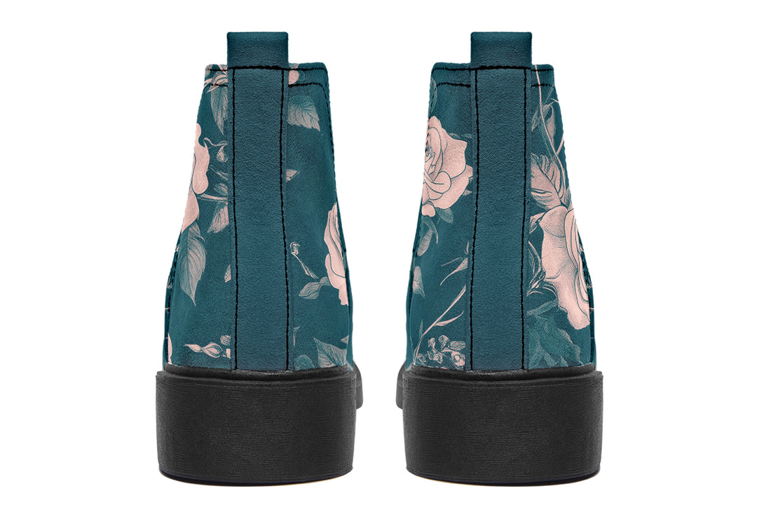 Teal Rose Romance Chelsea Boots