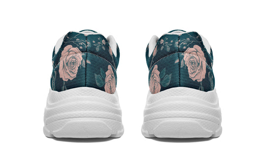 Teal Rose Romance Chunky Sneakers