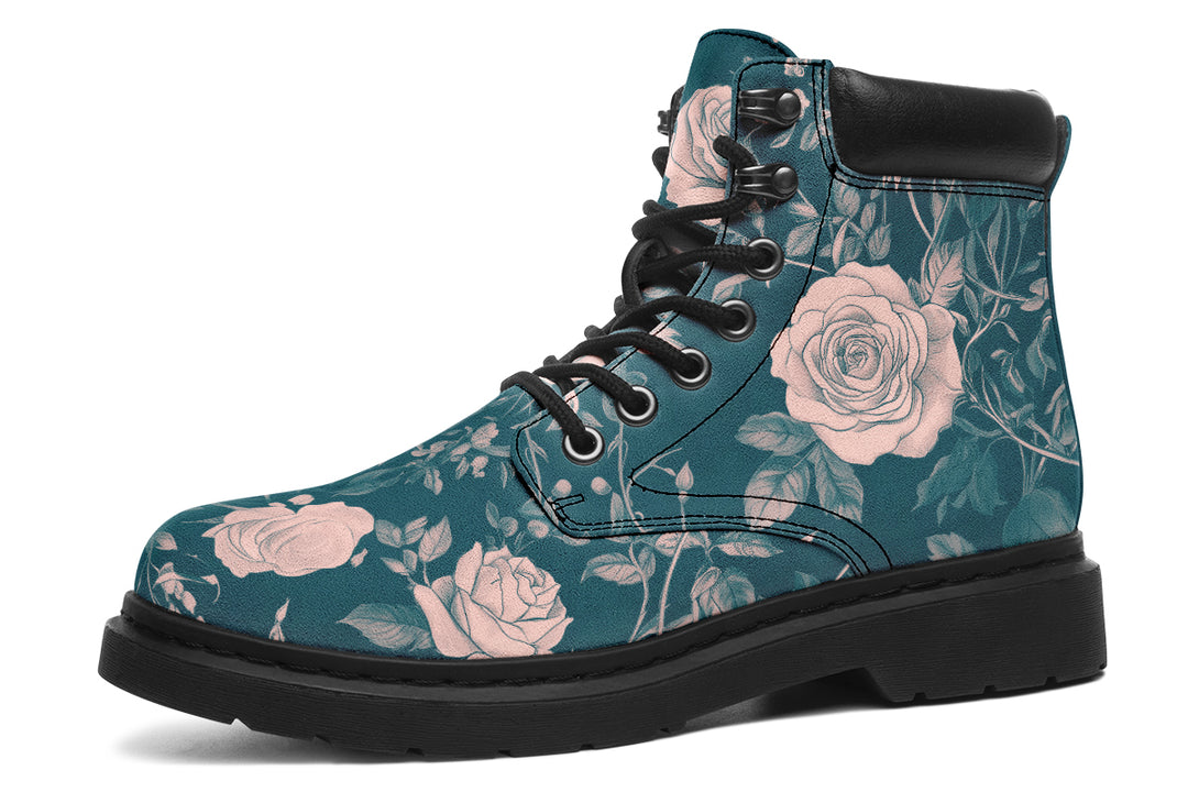Teal Rose Romance Classic Boots