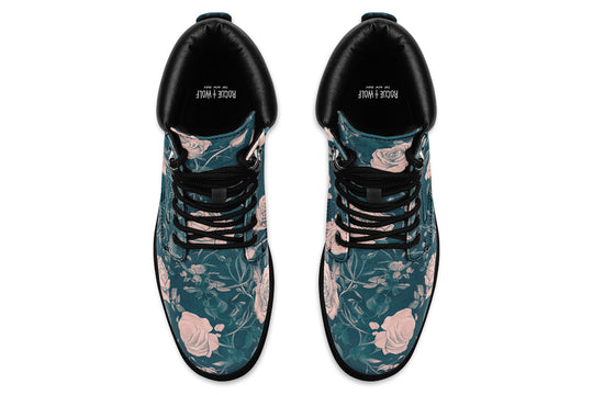 Teal Rose Romance Classic Boots