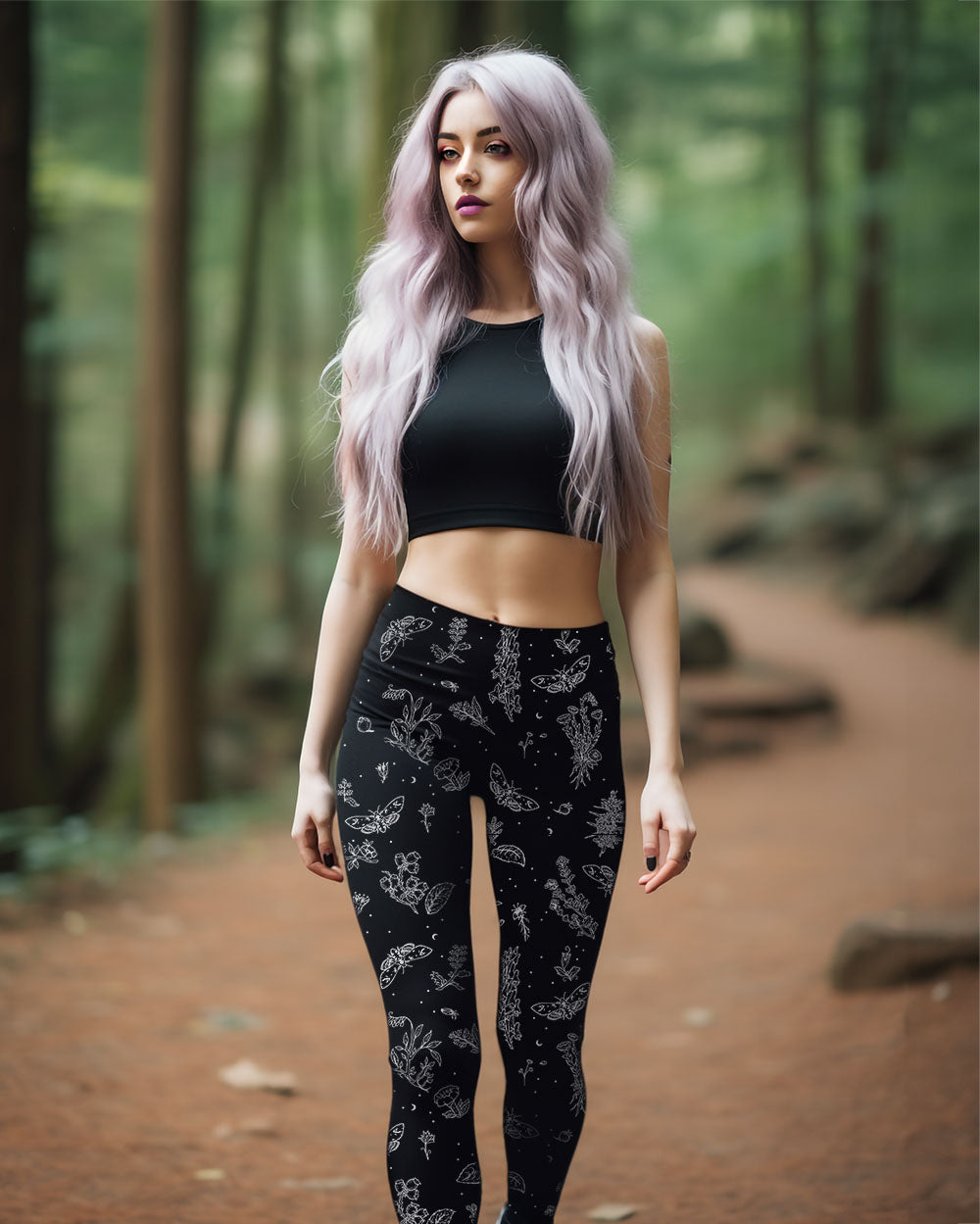 Nightshade Yoga Leggings - Activewear Leisurewear Alt Style Goth Leggings Sportswear Witchy Dark Academia Gothic