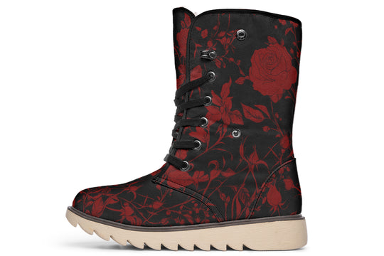 Blood Rose Romance Fold Over Winter Boots