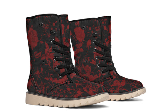 Blood Rose Romance Fold Over Winter Boots
