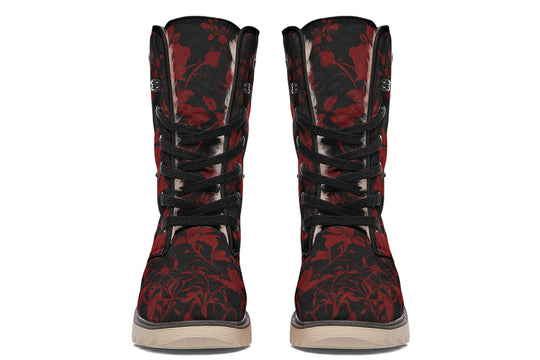 Blood Rose Romance Fold Over Winter Boots