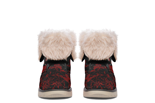 Blood Rose Romance Fold Over Winter Boots