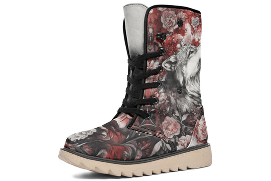 Crimson Wolf Fold Over Winter Boots