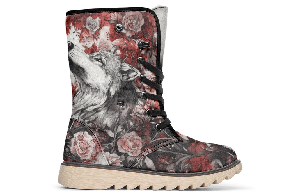 Crimson Wolf Fold Over Winter Boots