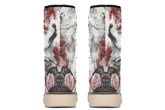 Crimson Wolf Fold Over Winter Boots
