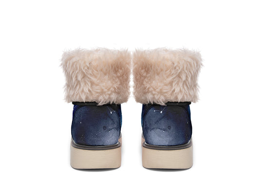 Deep Blue Fold Over Winter Boots