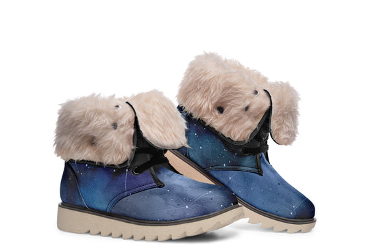Deep Blue Fold Over Winter Boots