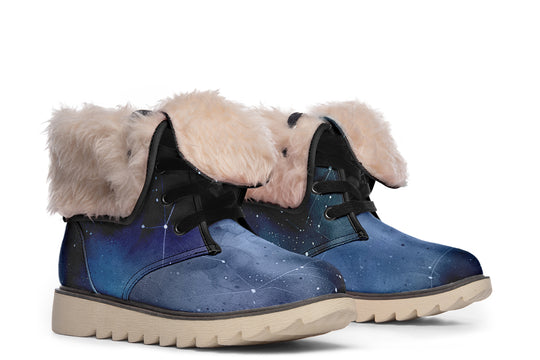 Deep Blue Fold Over Winter Boots
