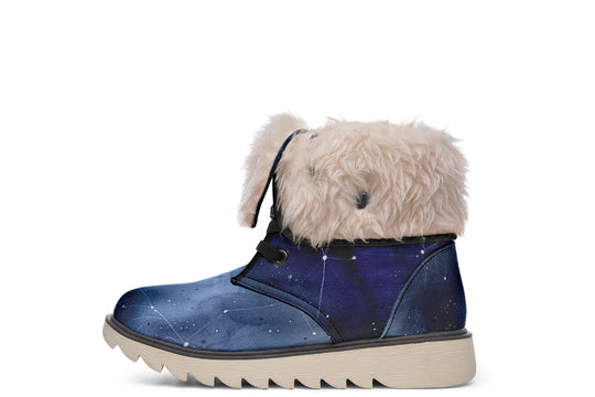 Deep Blue Fold Over Winter Boots
