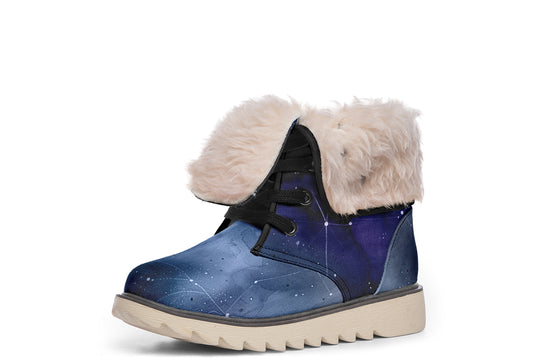 Deep Blue Fold Over Winter Boots