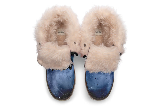 Deep Blue Fold Over Winter Boots