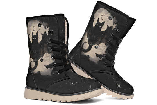 Moonlit Bat Fold Over Winter Boots