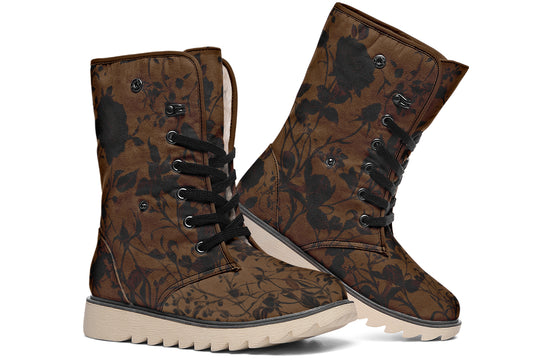 Sepia Rose Romance Fold Over Winter Boots
