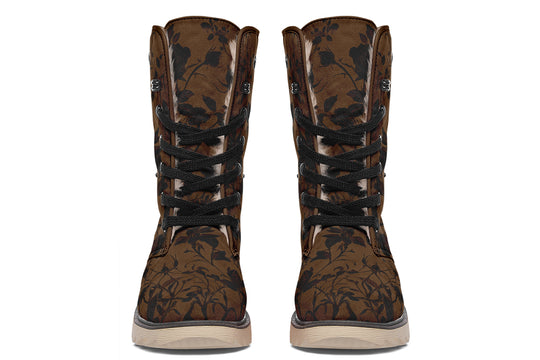 Sepia Rose Romance Fold Over Winter Boots