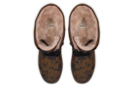 Sepia Rose Romance Fold Over Winter Boots