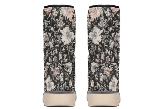 Vintage Peonies Fold Over Winter Boots