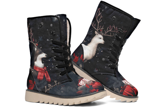 Yule Antlers Fold Over Winter Boots