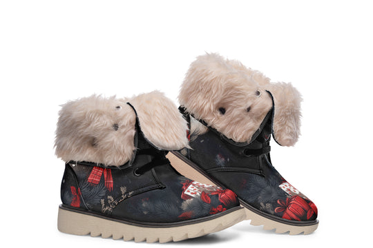 Yule Antlers Fold Over Winter Boots