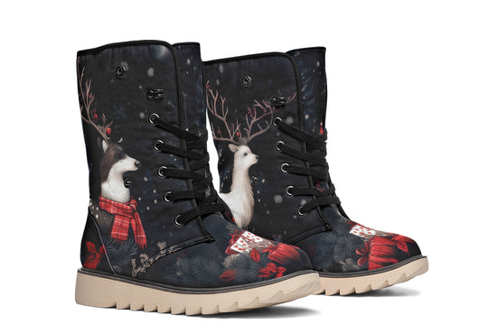 Yule Antlers Fold Over Winter Boots