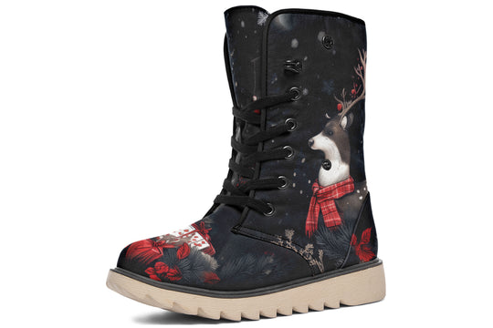 Yule Antlers Fold Over Winter Boots