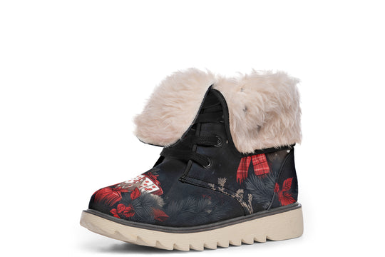 Yule Antlers Fold Over Winter Boots