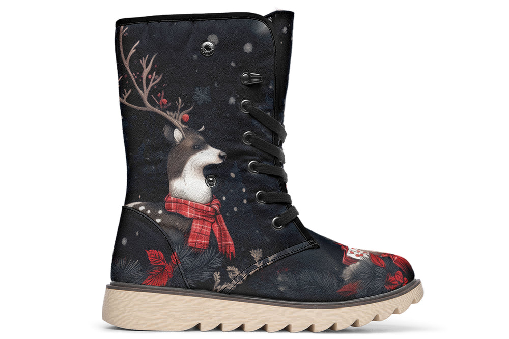 Yule Antlers Fold Over Winter Boots