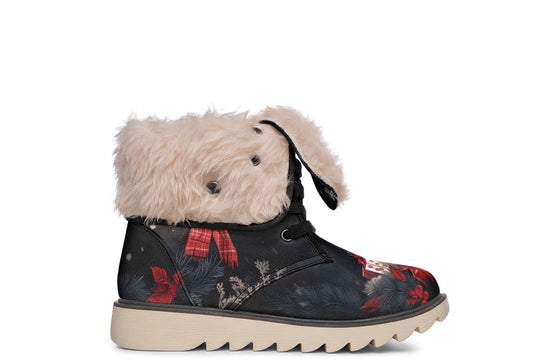 Yule Antlers Fold Over Winter Boots