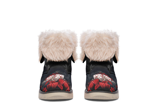 Yule Antlers Fold Over Winter Boots