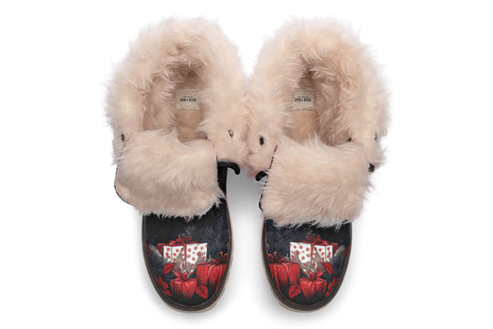Yule Antlers Fold Over Winter Boots