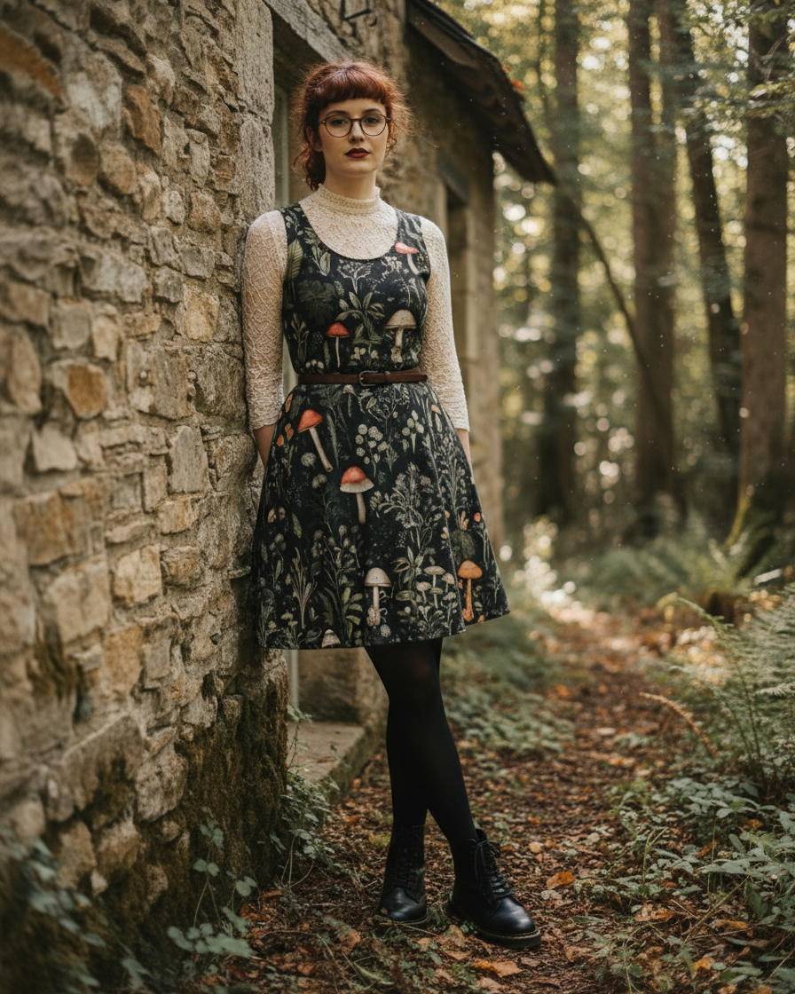 Foraging Skater Dress Rogue + Wolf Polyester Witchy Goth Skater Dress Foraging Skater Dress Rogue + Wolf Polyester Witchy Goth Skater Dress