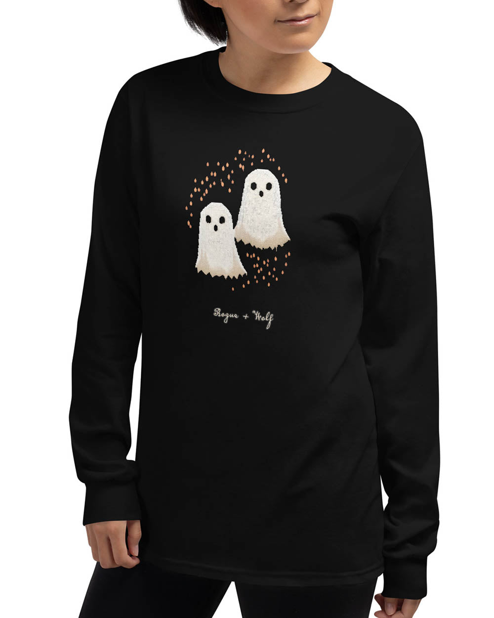 Boo Long Sleeve Tee - Dark Academia Spooky Ghosts Top, Witchy Occult Unisex Vegan Fashion, Christmas Gothic Gifts