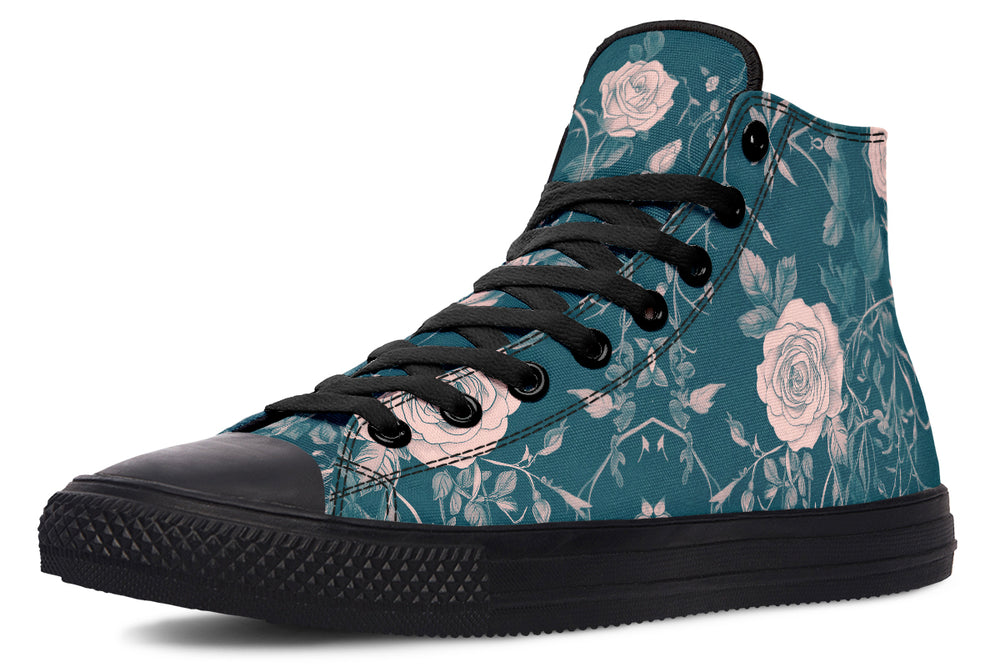 Teal Rose Romance High Tops
