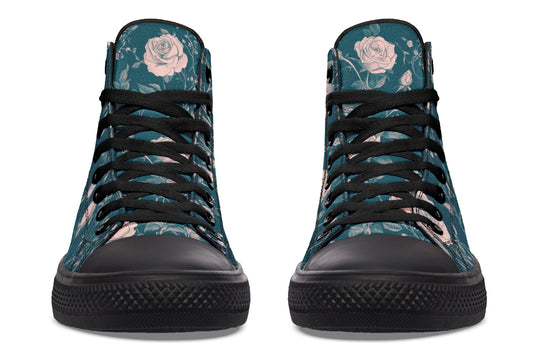 Teal Rose Romance High Tops