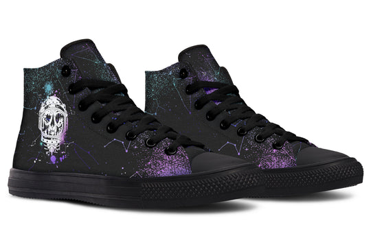 Cat-Astro-Phe High Tops - Casual High Tops Unisex Canvas Sneakers Vegan Skate Shoes Retro Streetwear Dark Academia