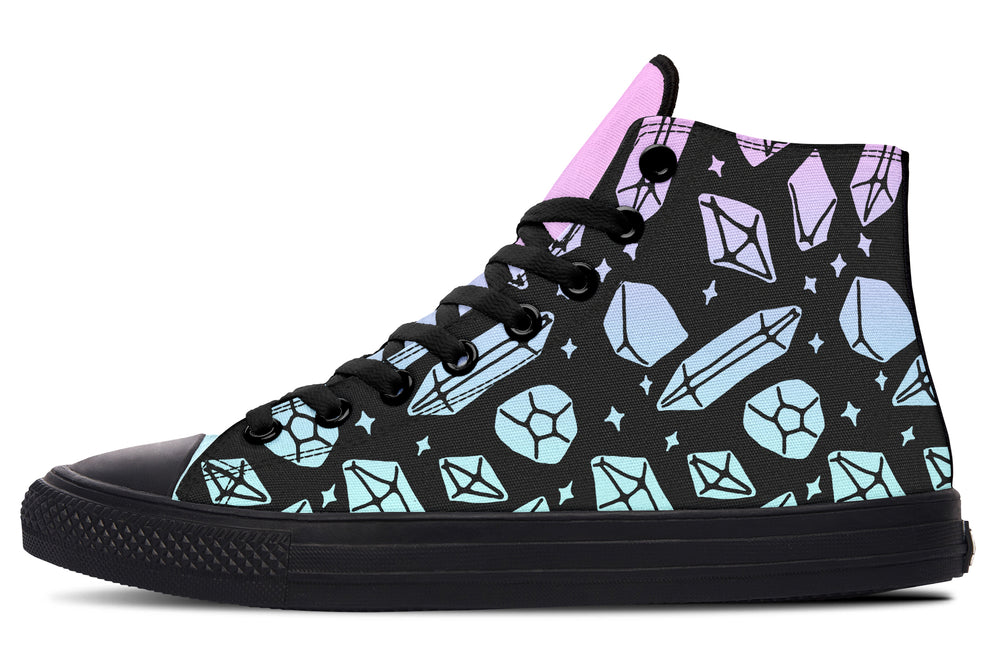Divination Crystals High Tops - Retro High Tops Vegan Unisex Canvas Streetwear Dark Academia Witchy Style