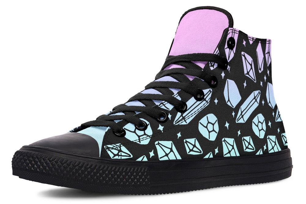 Divination Crystals High Tops - Retro High Tops Vegan Unisex Canvas Streetwear Dark Academia Witchy Style