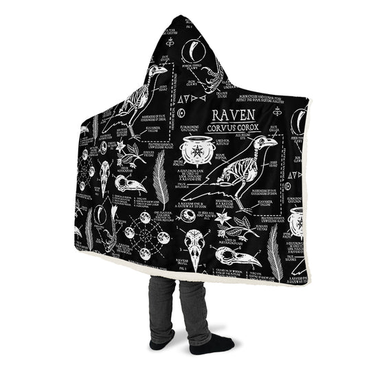 Raven Study Hooded Blanket