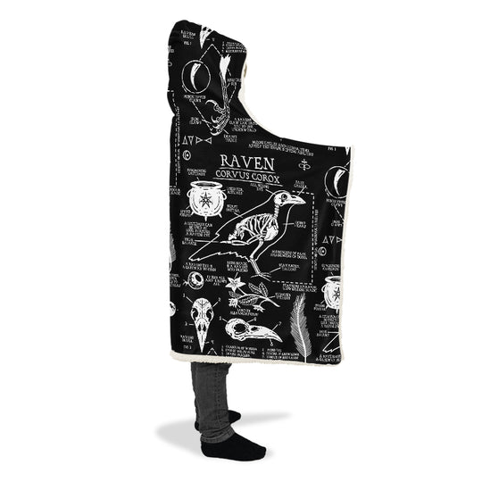 Raven Study Hooded Blanket